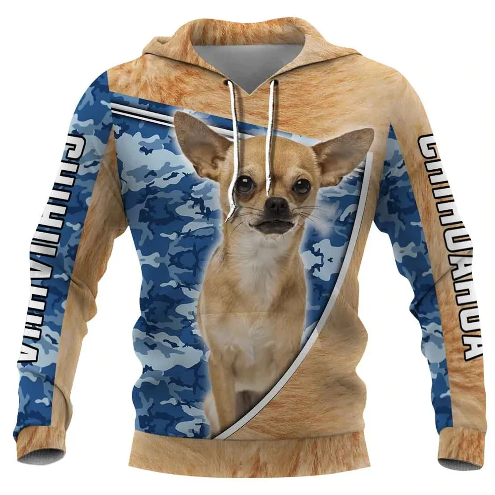 

HX Fashion Animals Hoodies 3D Graphic Hair Chihuahua Hoodie German Shepherd Casual Sweatshirts Harajuku Pocket Streetwear