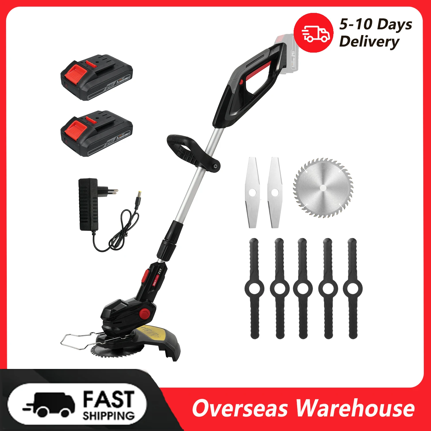 ElectricWeed Eater Cordless Lawn Trimmer Weed Wacker Battery Powered Trimmer Lawn Edger with Adjustable Length and 3Types Blades