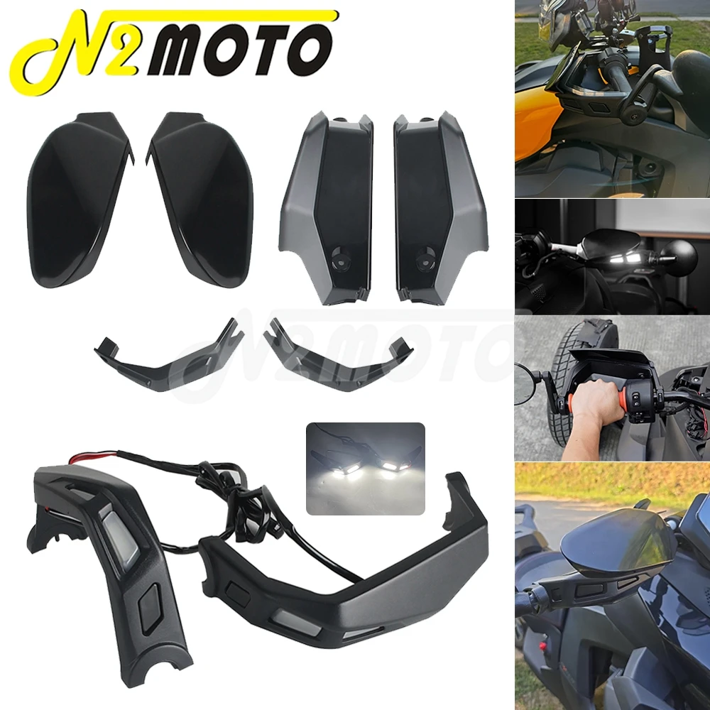 UTV Handguards Protector Windshield Hand Guard LED Lighting Hand Shield Air Deflector For Can-Am Ryker 600 900 Sport 2019-2023