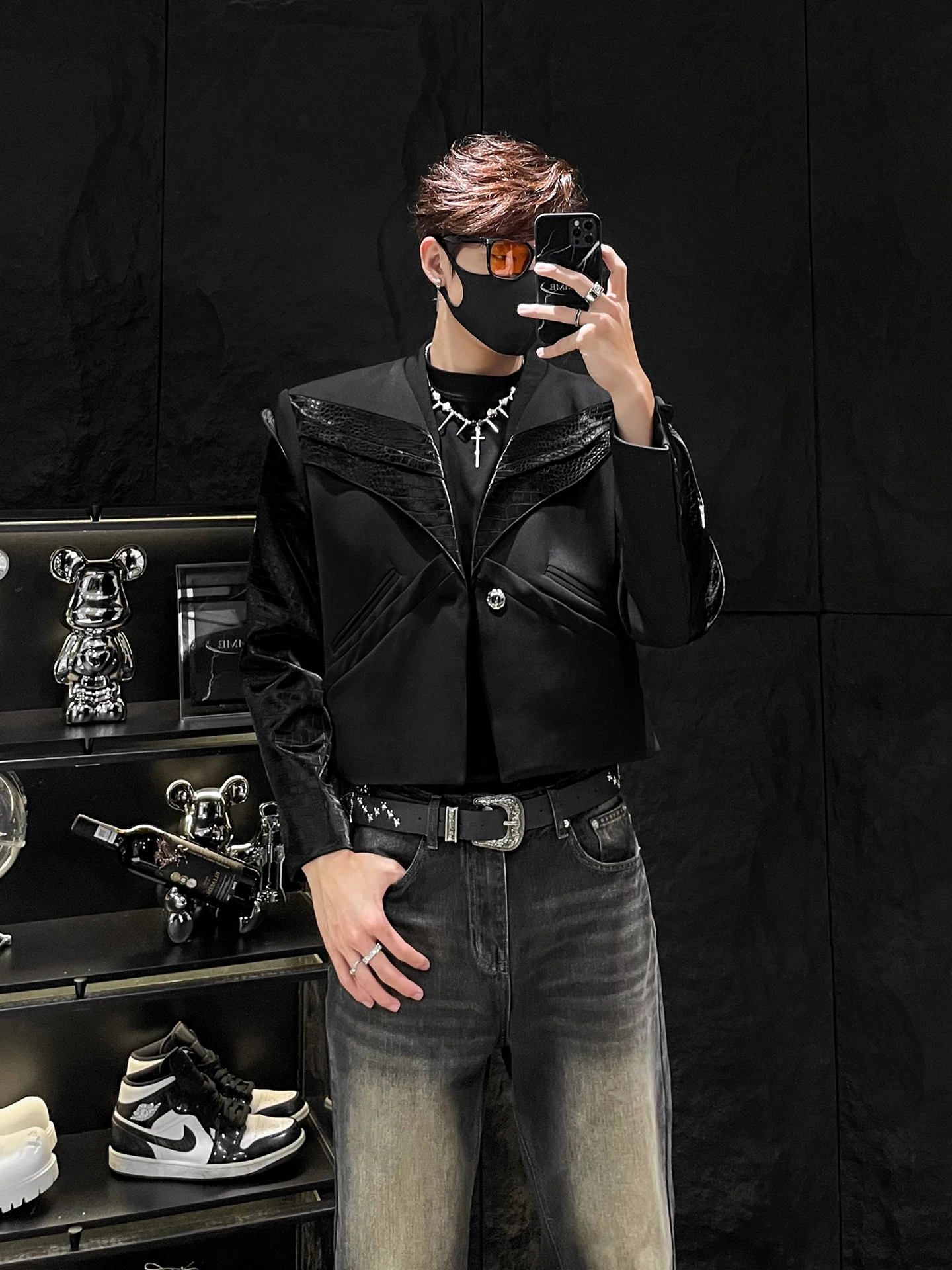 

Новая мужская куртка из плотной искусственной кожи с подплечниками, в корейском стиле, модная, молодежная, свободного кроя, осенняя верхняя одежда