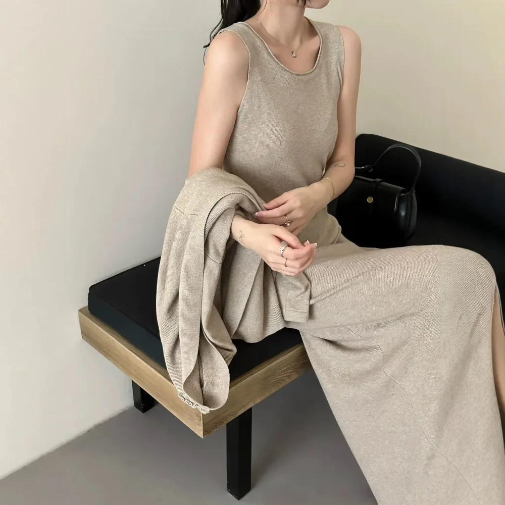 Knitted Dress Set Women's Coat Sweater Skirt Two-piece Set Unique Texture Fashion Simplicity Versatile Premium Simplicity