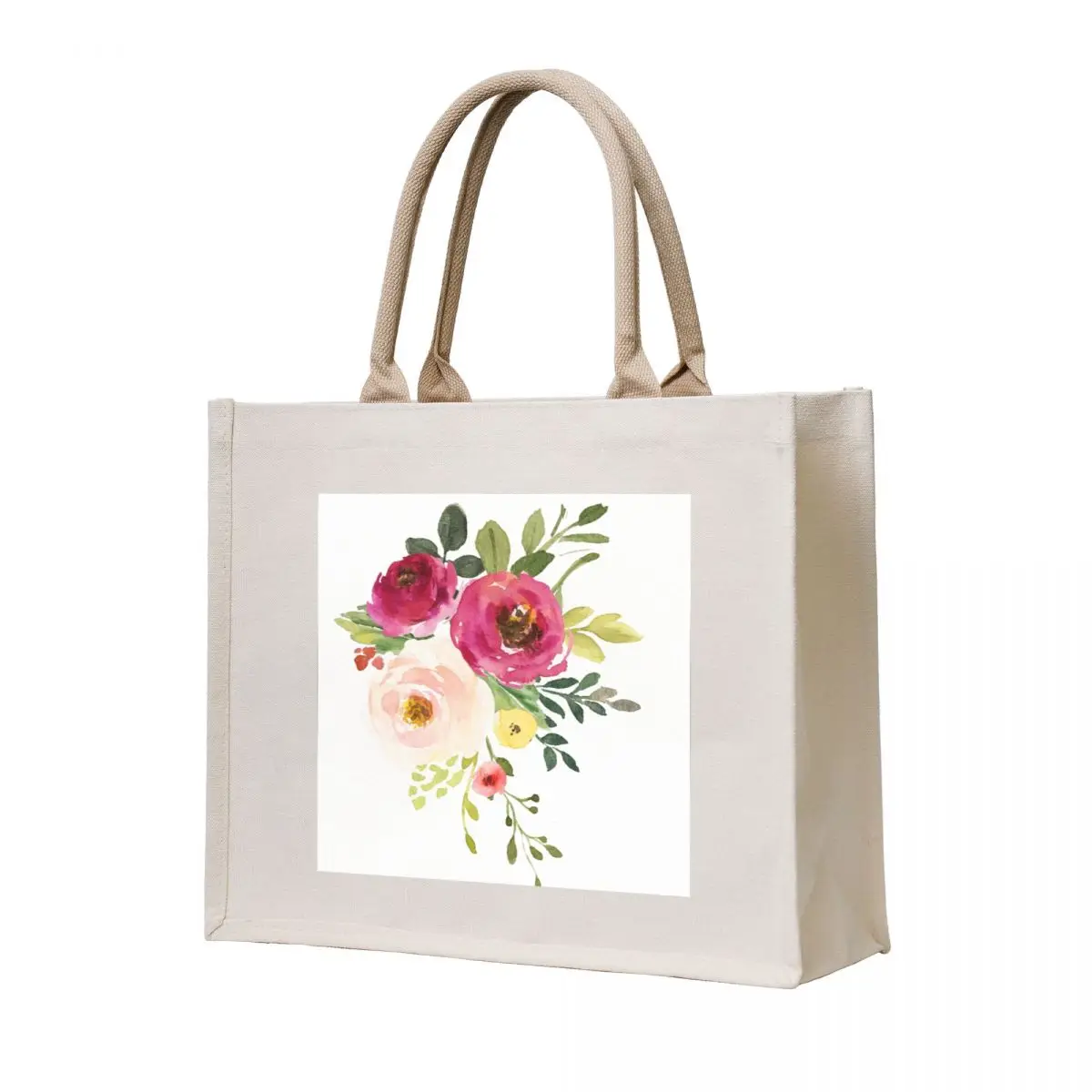 

Pink Burgundy Floral Watercolor Bouquet Tote Bag hand bag canvas tote Big bag