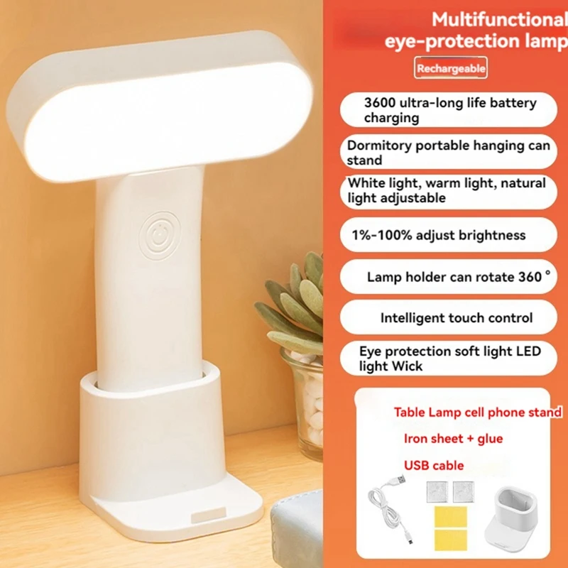 

A96K-LED Desk Lamp Dimmablesa Portable Lamp USB Charging 3 Color Temperature Reading Light Hangable And Standing Lamps