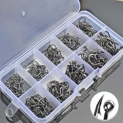 600/100Pcs Fishing Hooks Set Mixed Size High Carbon Steel Carp Rope Carp Fishhook Fishing Accessories Offset Circle Hook