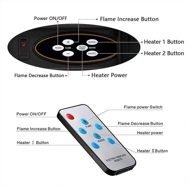 Factory Selling Garage Household Remote Control Brown Mantel Wooden Surround Firebox Electric Fireplace
