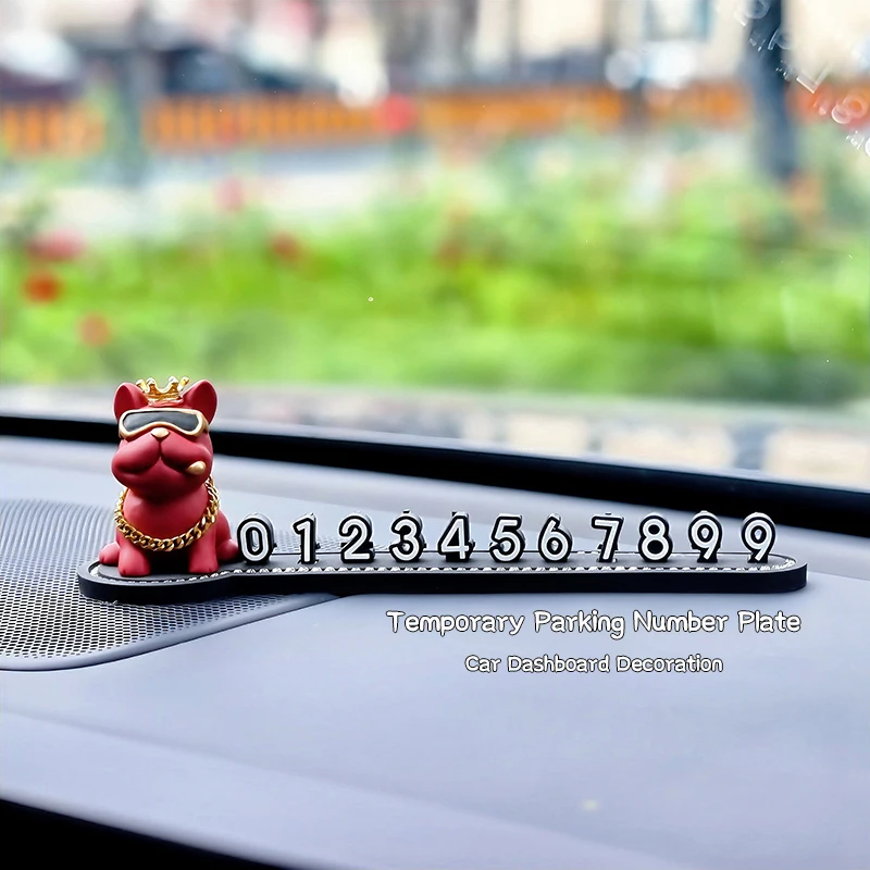 

Creative Bulldog Car Temporary Parking Number Plate Atuo Dashboard Decoration For Car Interior Decoration Accessories