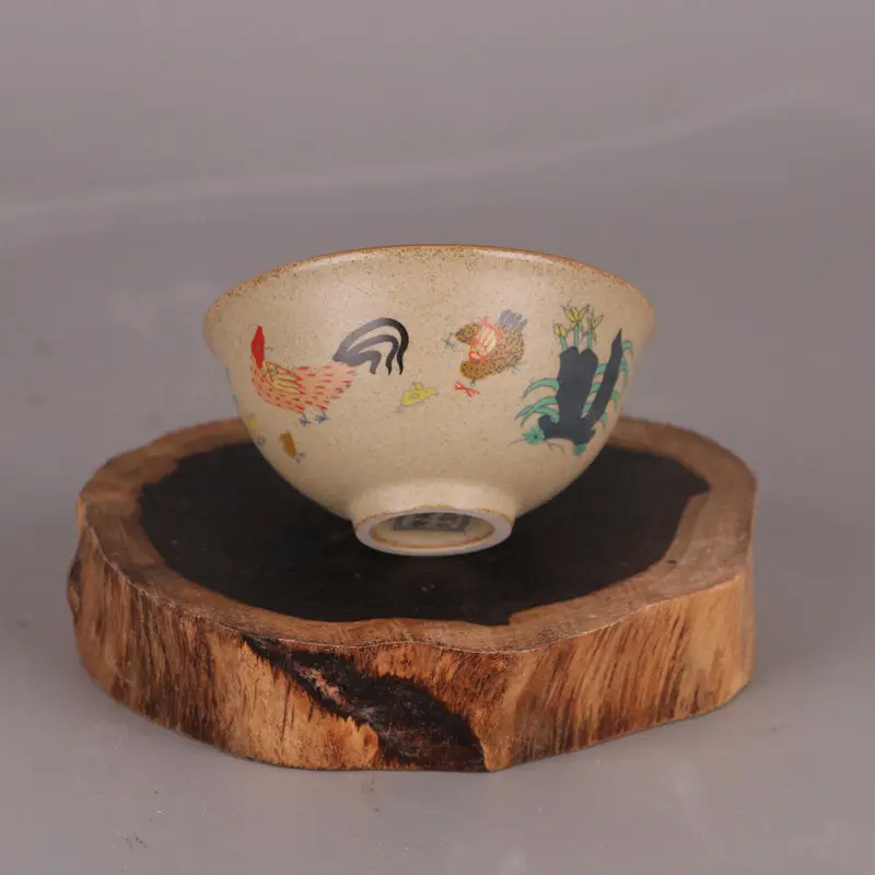 Chenghua Style Matte Yellow Glaze Chicken Cup Porcelain Handmade Tea Ware Home Decor Collectible