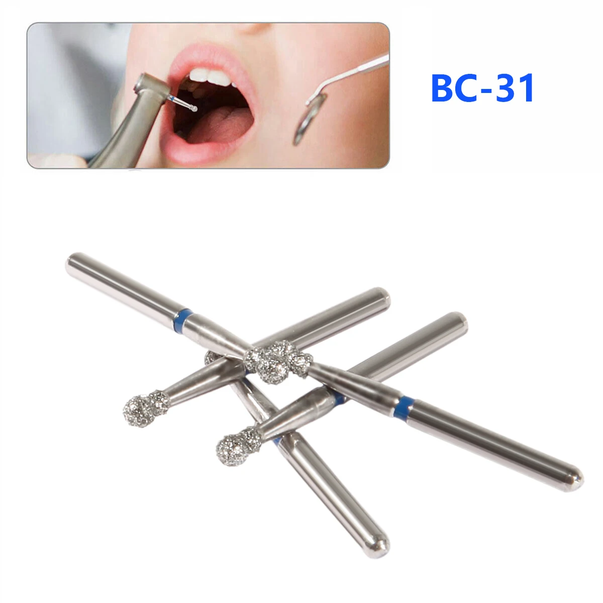 5pcs/box Dental Diamond Burs Teeth Stainless Steel material Polishing Drill High Speed Handpiece for Dia.1.6mm high quality