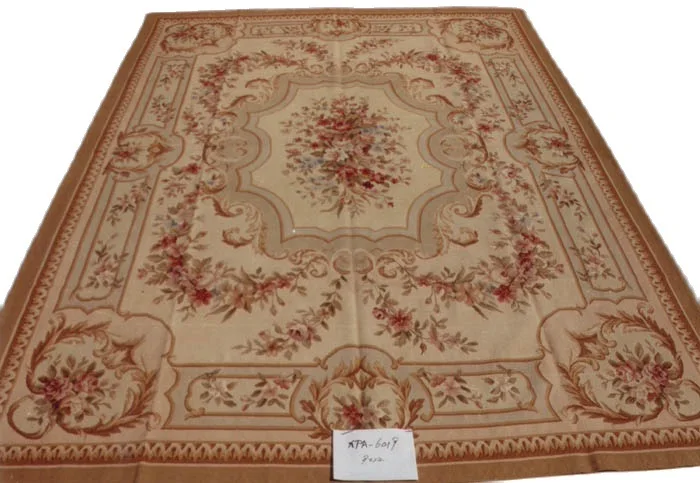 

Free shipping 9'x12' Stunning French style aubusson carpets hand knotted rugs Woolen French Aubusson Rugs