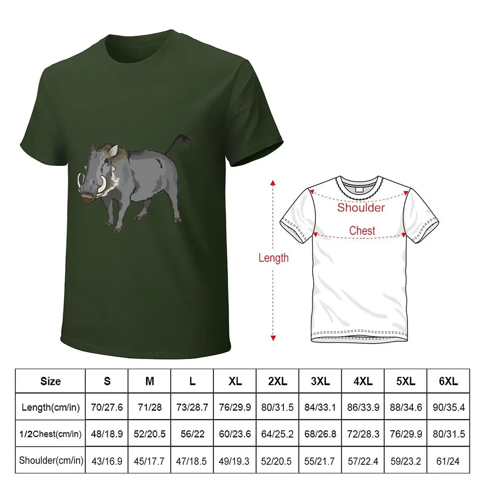 Retro Wild Boar Warthog Design T-Shirt for a boy hippie clothes slim fit t shirts for men