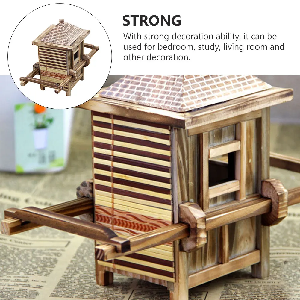 Retro Sedan Chair Craft Ornament High-Quality Wooden Decoration with Realistic Details for Home Office Desktop Holiday