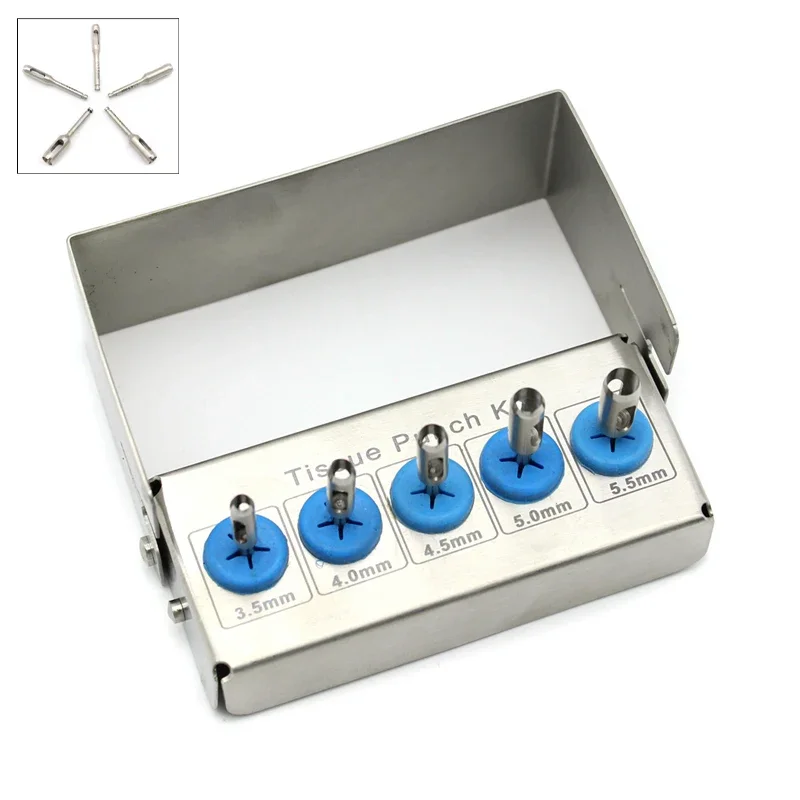 5pcs/kit Dental Implant Tissue Punch Kit 5pcs set Surgical Surgery FREE Bur Holder ∅3.5/4/4.5/5/5.5mm dental Tools