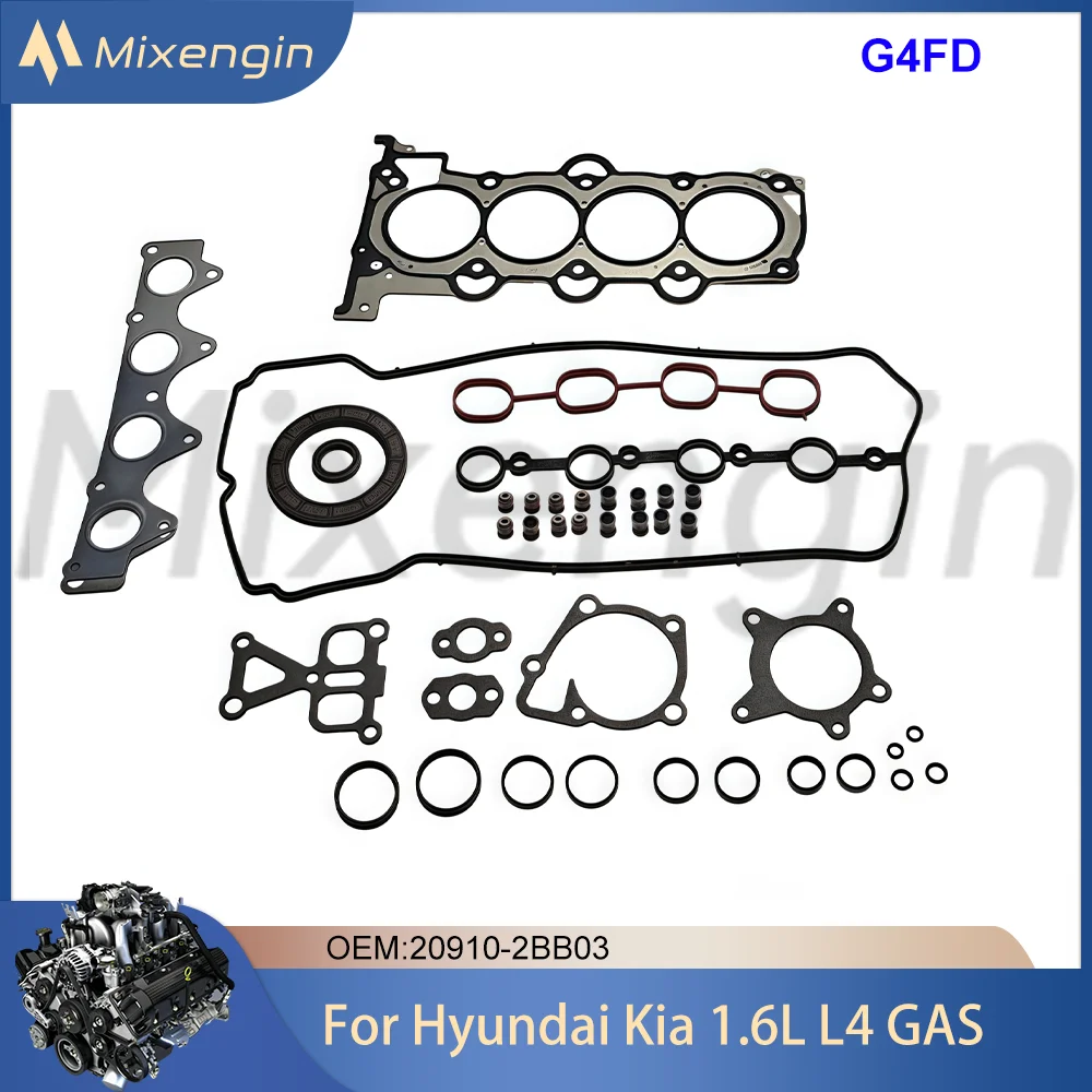 

Auto Engine Parts Full Cylinder Head Gasket Set For Hyundai Kia 1.6 L T L4 GAS G4FD 2010-2022 20910-2BB03 Rebuild Overhaul Kit