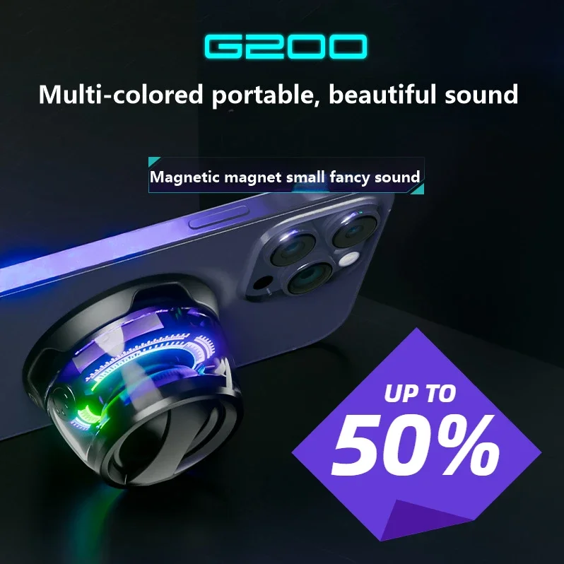 

New Bluetooth Magnetic Speaker RGB Dazzling Light Effect Portable Outdoor Riding Subwoofer Small Steel Gun Wireless Mini Boombox