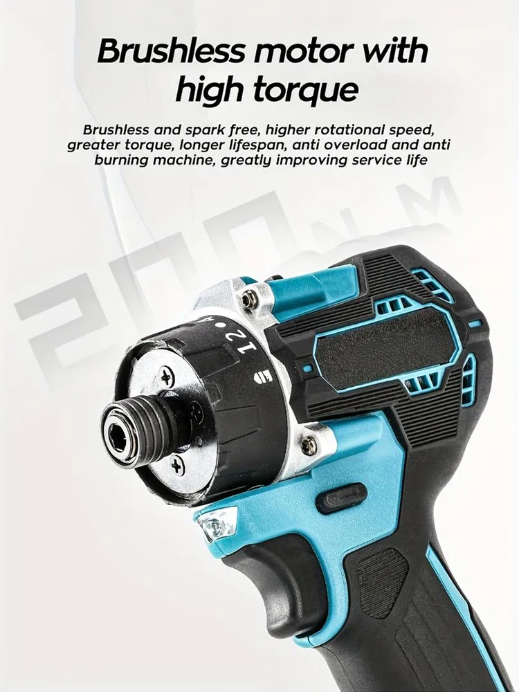 Brushless Electric Screwdriver For Makita 18V Battery(Not include) 20+1 Torque Setting Cordless 280N.m Electric Drill Power Tool