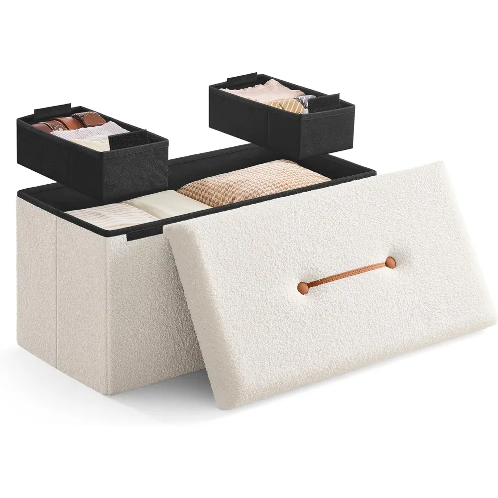 

SONGMICS Storage Ottoman Bench, Storage Chest, 15 x 30 x 15 Inches, Foot Rest Stool, End of Bed Bench, Load up to 660 lb, for Li