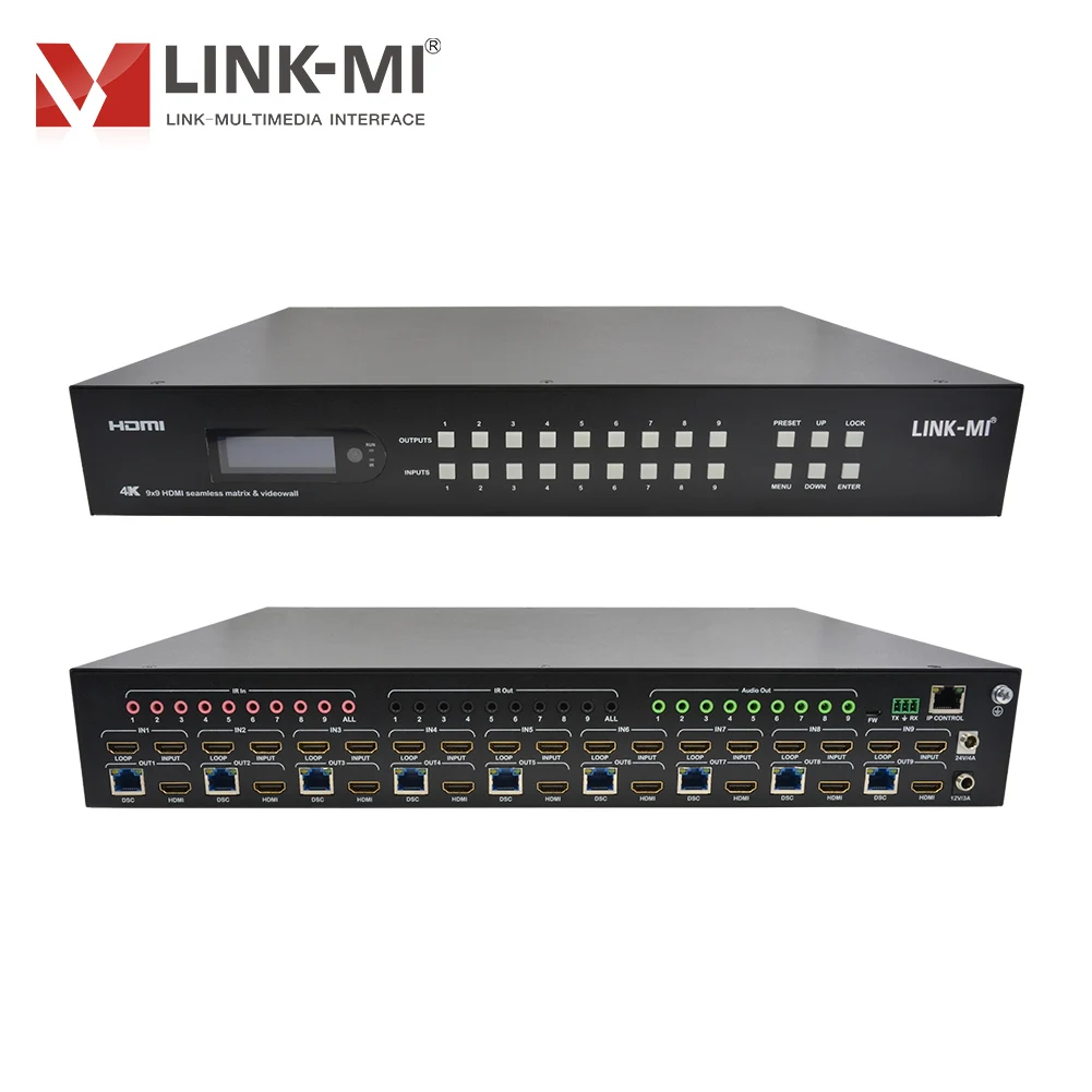 

Матричный контроллер видеостенного процессора HDMI 9x9, 4K, 30 Гц, бесшовное переключение, каскад 3x3/10x10, HDCP 2, управление RS232/IP