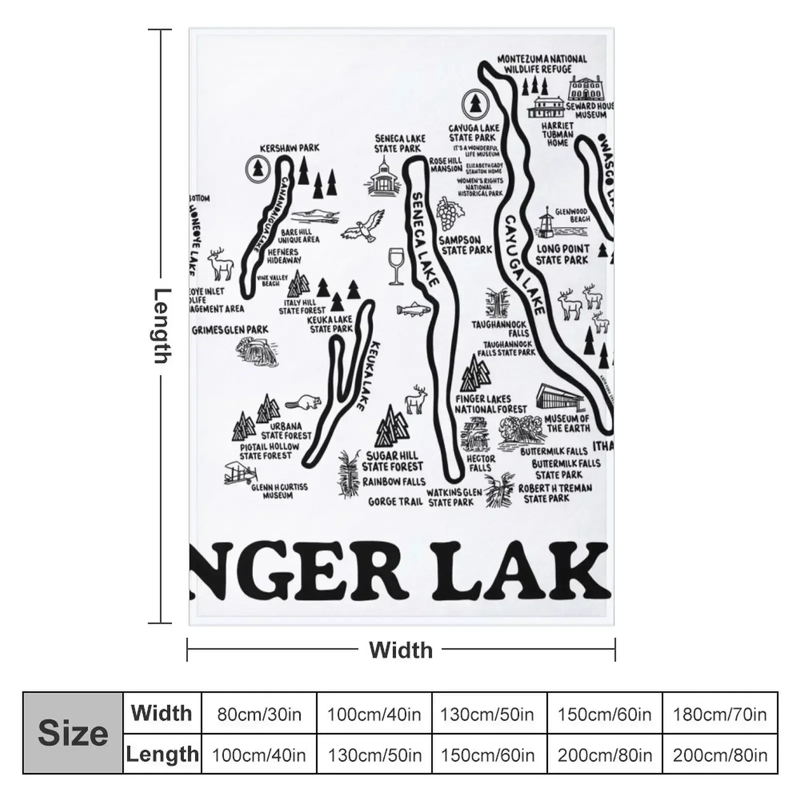 Finger Lakes Map Throw Blanket Plaid wednesday Thermals For Travel Designers Kid'S Thins Blankets