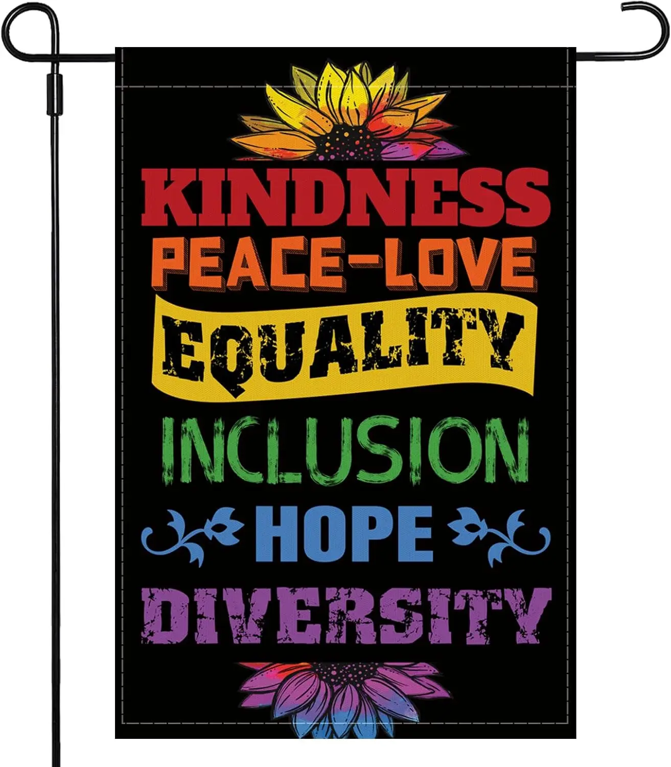 Garden Flag Kindness Peace Love Equality Inclusion Hope Diversity Spring Summer Autumn Flag Double Sided Polyester Vertical Gard