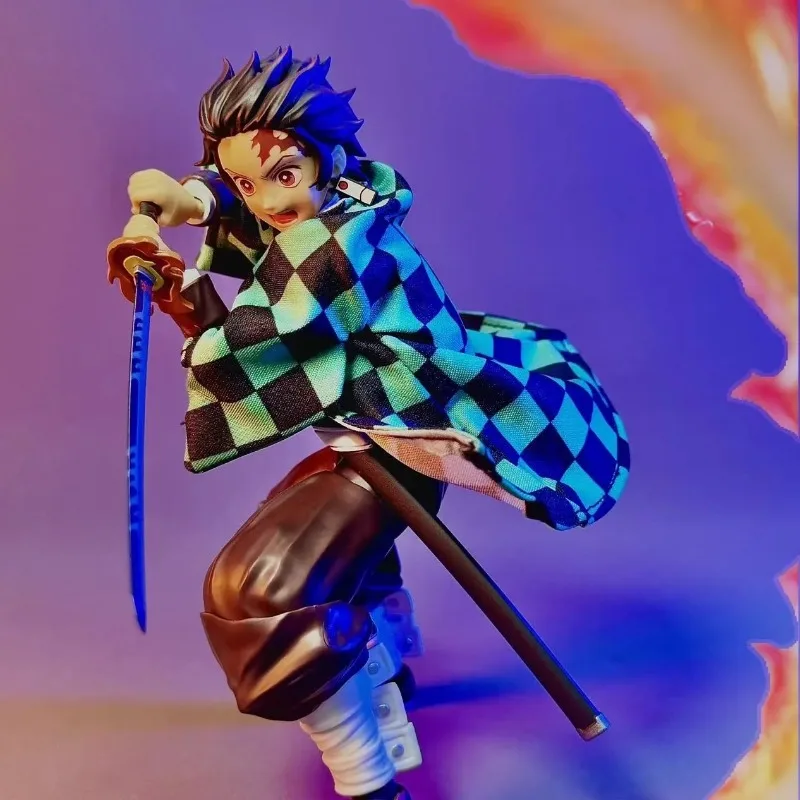 Kamado Tanjirou Jongen Zwart Blauw Geruite Doek Jas 1/12 Draad Vormige Korte Anime Action Figure Kleding Accessoire voor Shf 6 ''Body