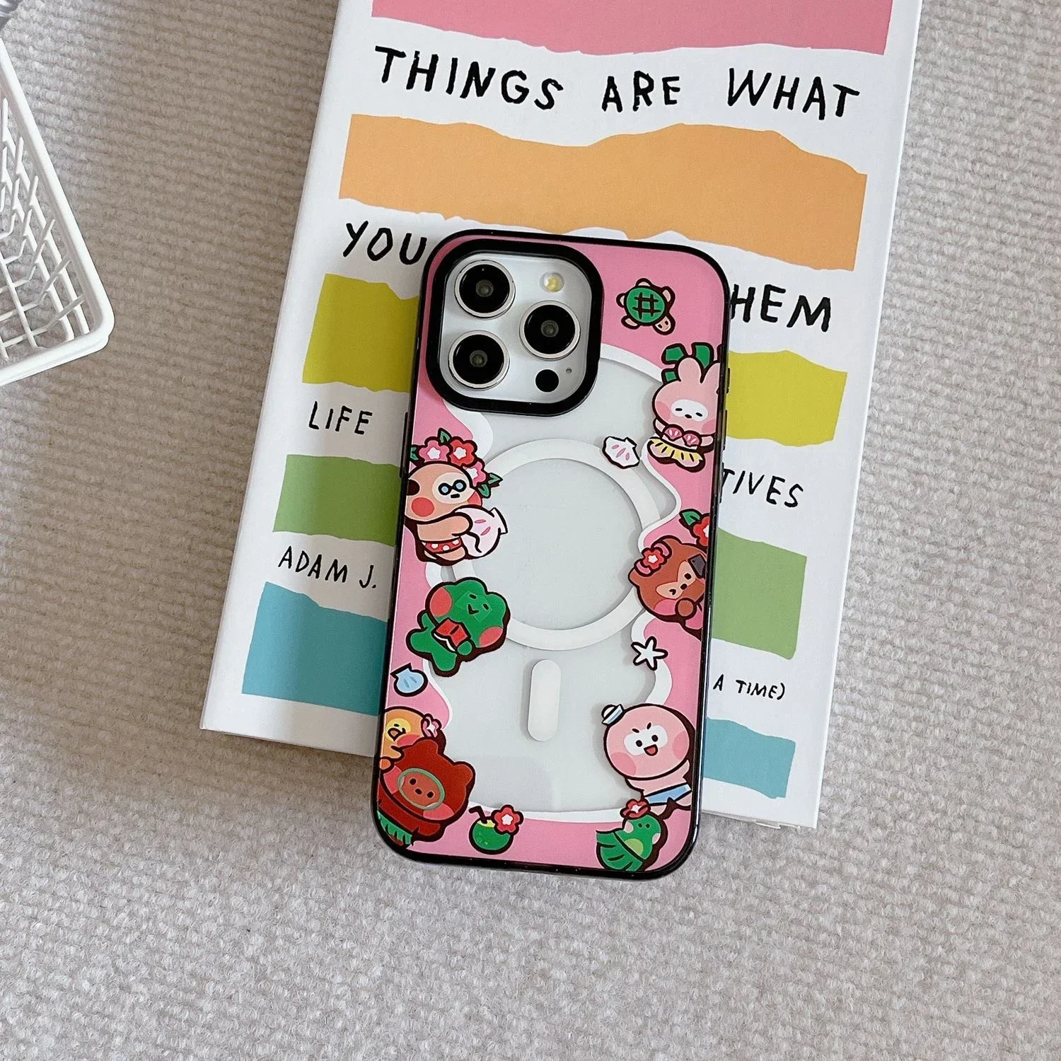 Cartoon Summer Diving 2.5 Acrylic Magnetic Phone Case Cover for IPhone 12 13 14 15 16 Pro Max Case