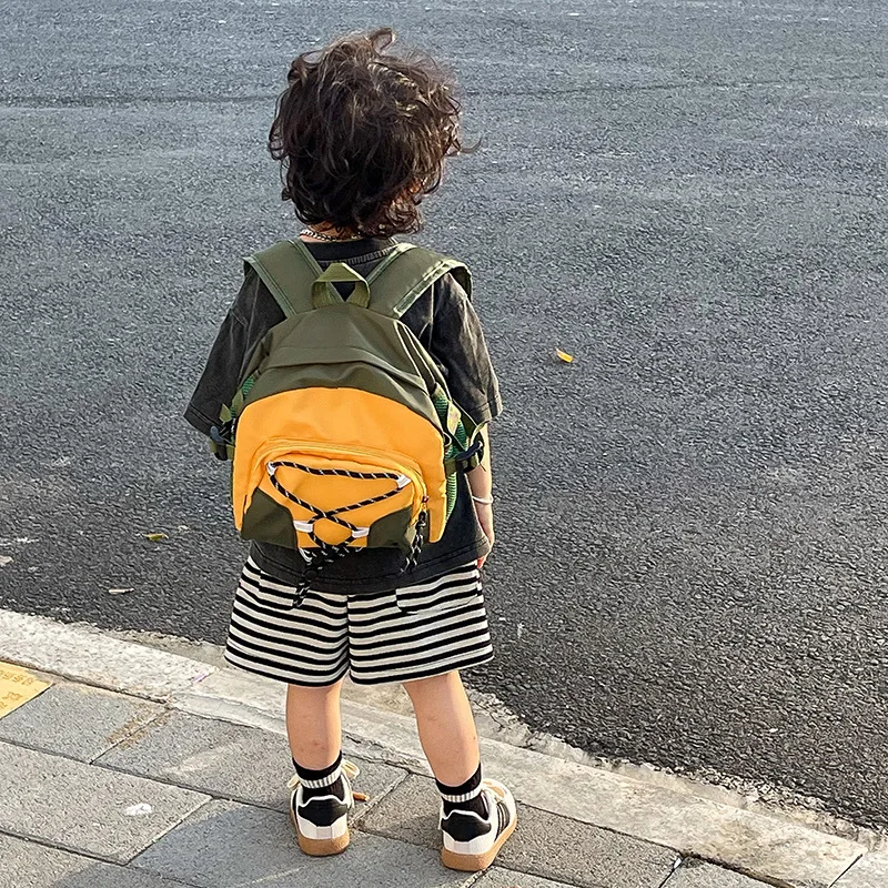 Children Backpack 2023 Spring Autumn New Fashionable Kindergarten Schoolbag Retro Boy Travel Bag  Patchwork Cool Backpack