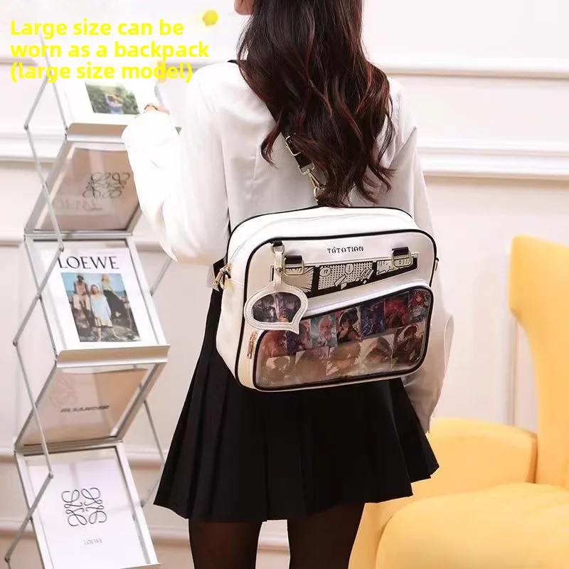 

Large Capaci Cartoon Student Bapa Double oulder Pain Relief Transparent Single oulder Handbag Daily Use School Bag