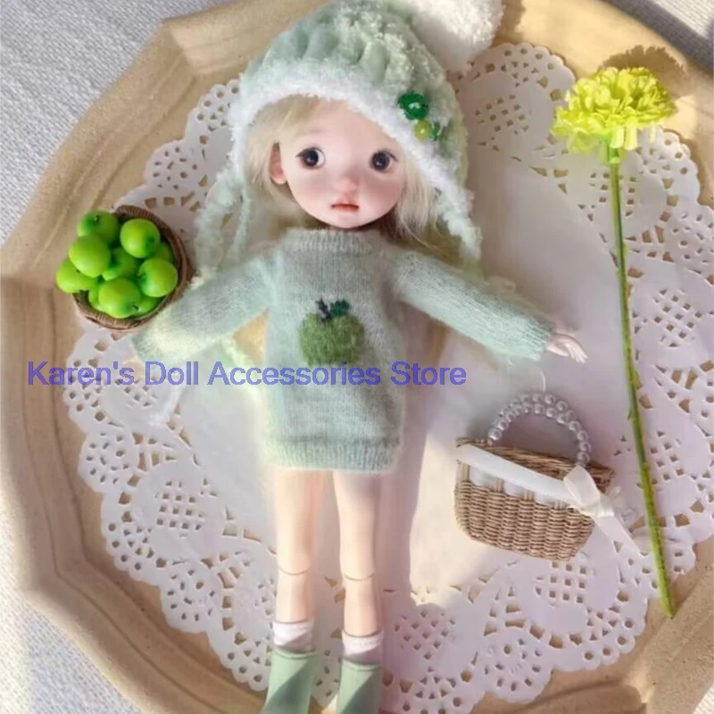 

2pcs Christmas style 2026 Green apple sweater+hat for Landoudou/Blythe/ob22/ob24 Doll