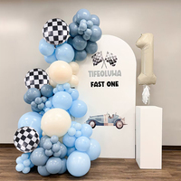 102/103pcs Boys Racing Theme Birthday Party Blue Balloon Arch Set Latex and Foil Balloon Chain Games Party Supplies Baby Shower