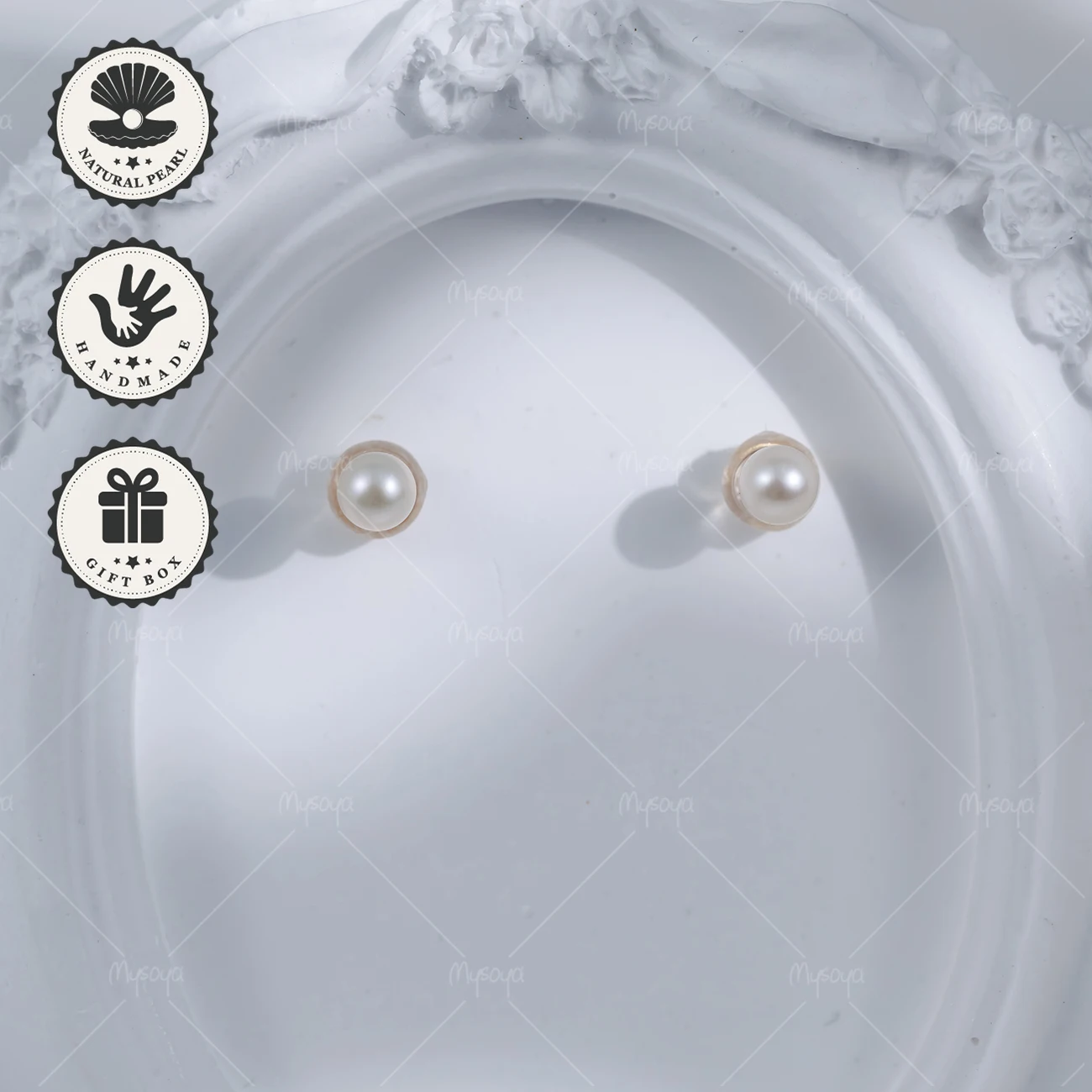

MYSOYA 4-5mm Mini White Freshwater Pearl Stud Earrings with Minimalist Silvery Studs, Birthday Gift, Valentine’s Day
