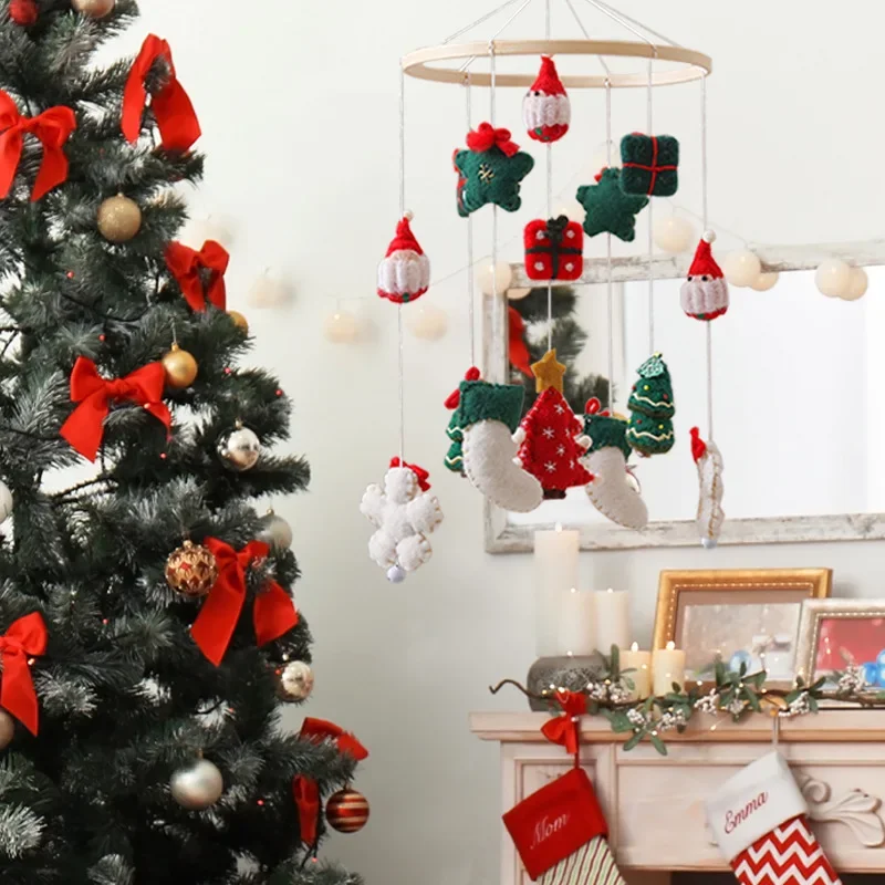 سرير خشبي متنقل سرير بيبي جرس دمية شخشيخة المحمول معلقة الوليد صندوق تشغيل الموسيقى جرس السرير دعامة تعليق لعبة عيد الميلاد الطفل خشخيشات #4