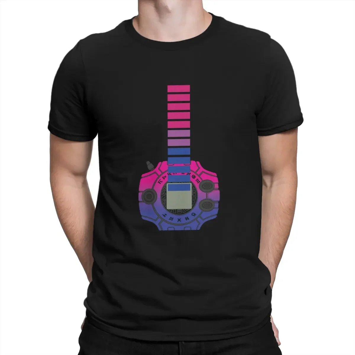 Digital Bisexual Pride Digivice T Shirt Vintage Fashion Men's Tshirt Polyester  Men Clothing