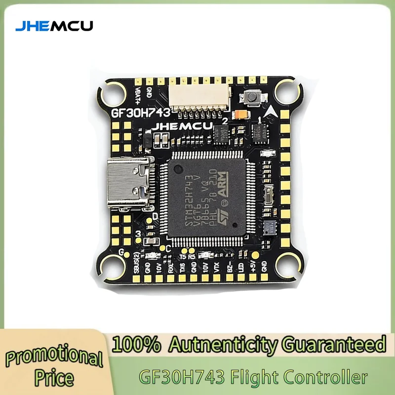 

JHEMCU GF30H743 H743 480MHZ Flight Controller ICM-42688-P DUAL Barometer OSD 128M BlackBox Dual BEC 3-6S 30X30mm for FPV Drones