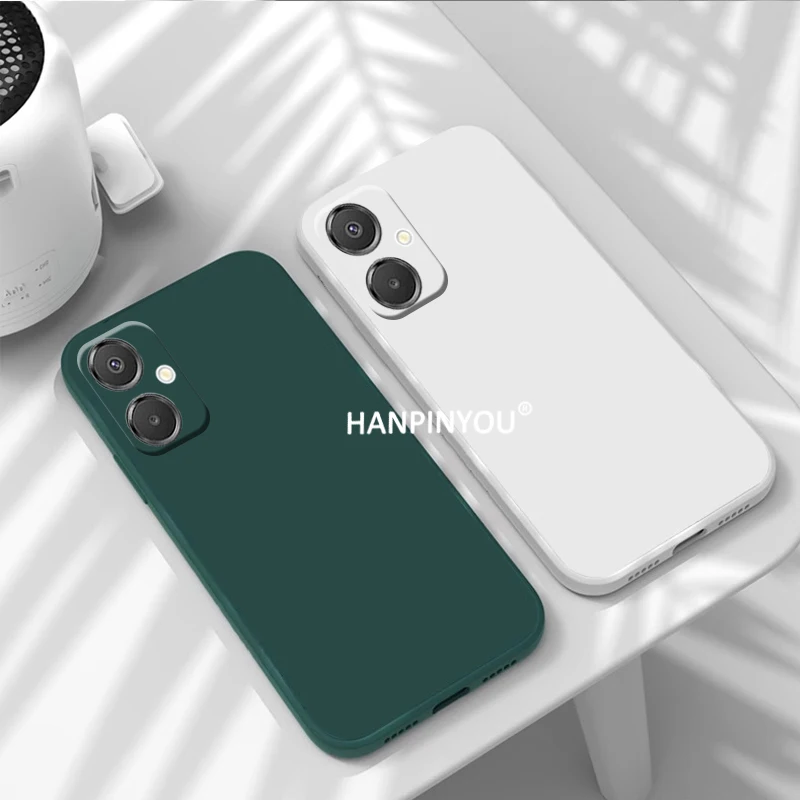 الأصلي السائل سيليكون قضية الهاتف لسامسونج غالاكسي A06 5G A05 A54 A55 للصدمات الفانيلا بطانة حافة مستقيمة غطاء ناعم