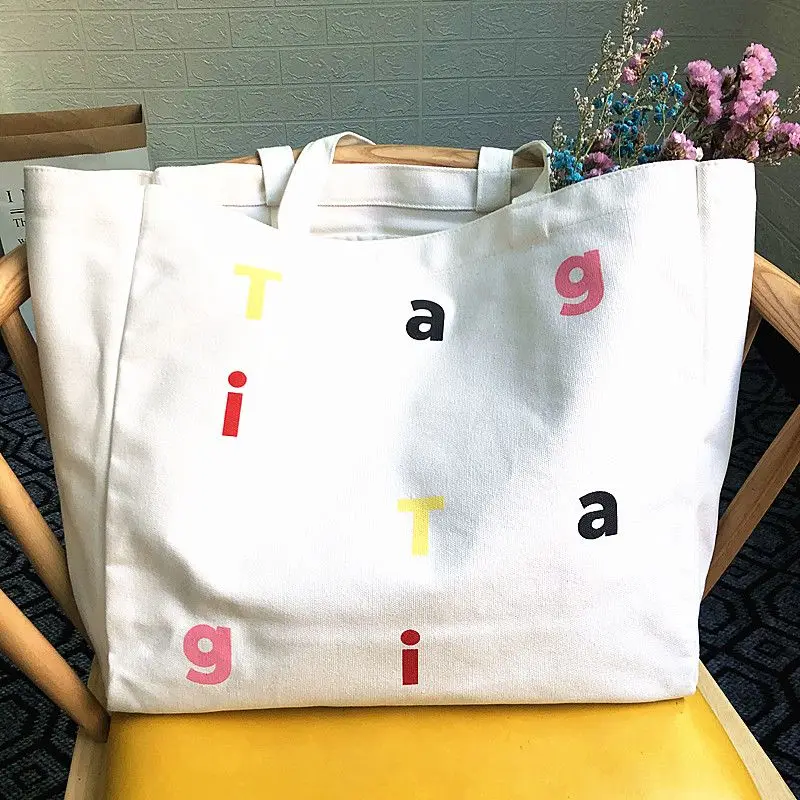 Monocromática Canvas Tote Bag, Projeto Padrão Carta, Estilo simples, Senhora do escritório, Estudantes, Doces Diário, Alta Capacidade, Novo, 2023