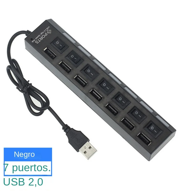 USB HUB 7 Ports USB Splitter Multi Hub USB Adapter USB2.0 Several Ports Use Power Adapter USB 2.0 with Switch Laptop Accessories