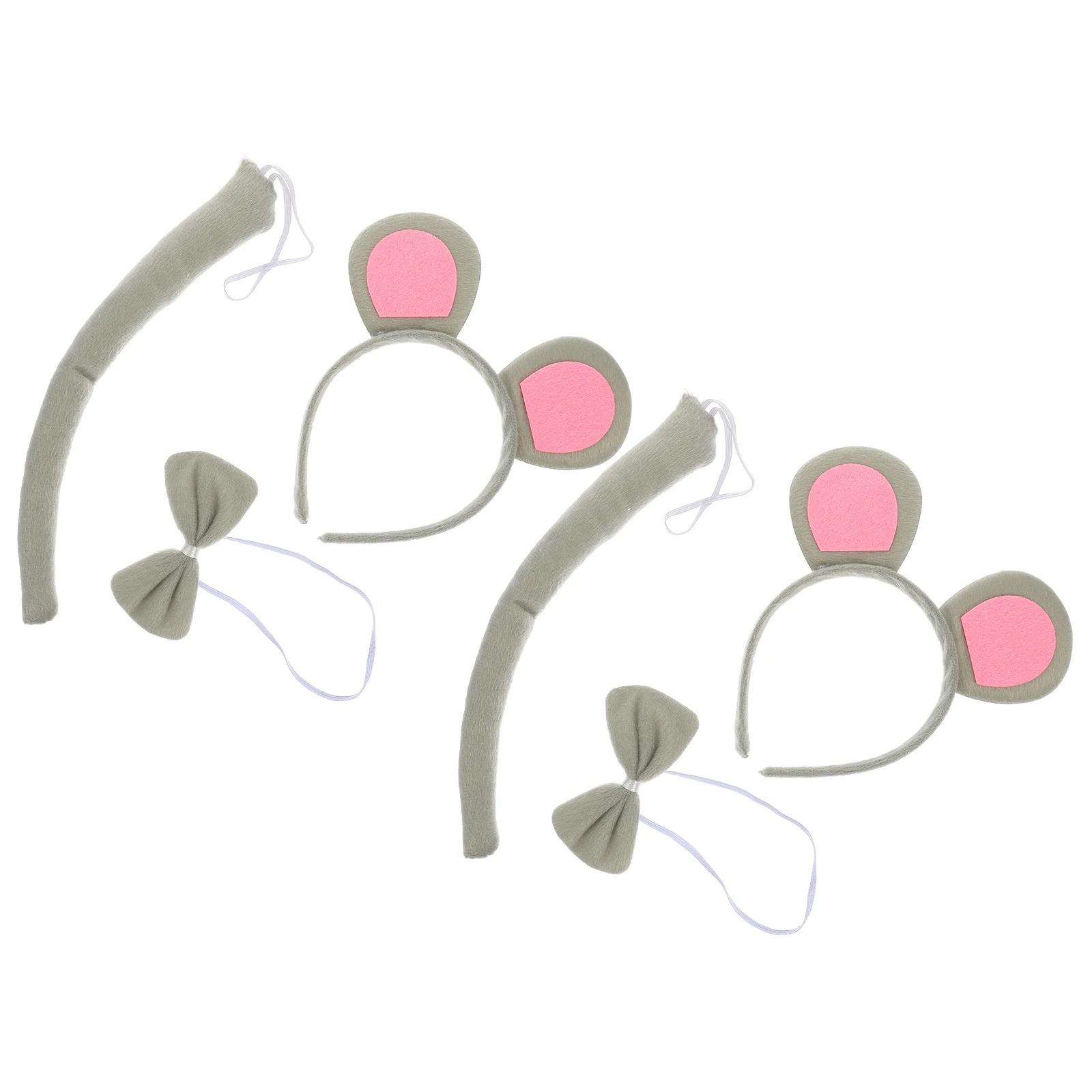 2Sets Mouse Cosplay Set for Girls Headband Bow Tie Tail Costume Supplies Party Masquerade Ball Events Mouse Cosplay Set