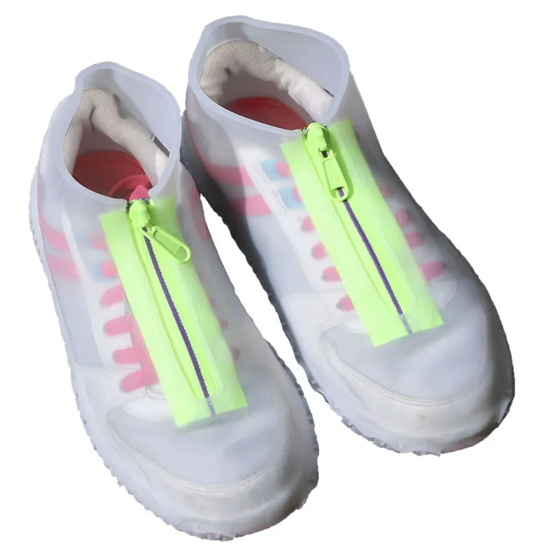 Women And Men Rubber Shoes Cover Zippers Unisex Reusable Waterproof Shoes Covers White Non-slip silicone Rain Covers Shoes New