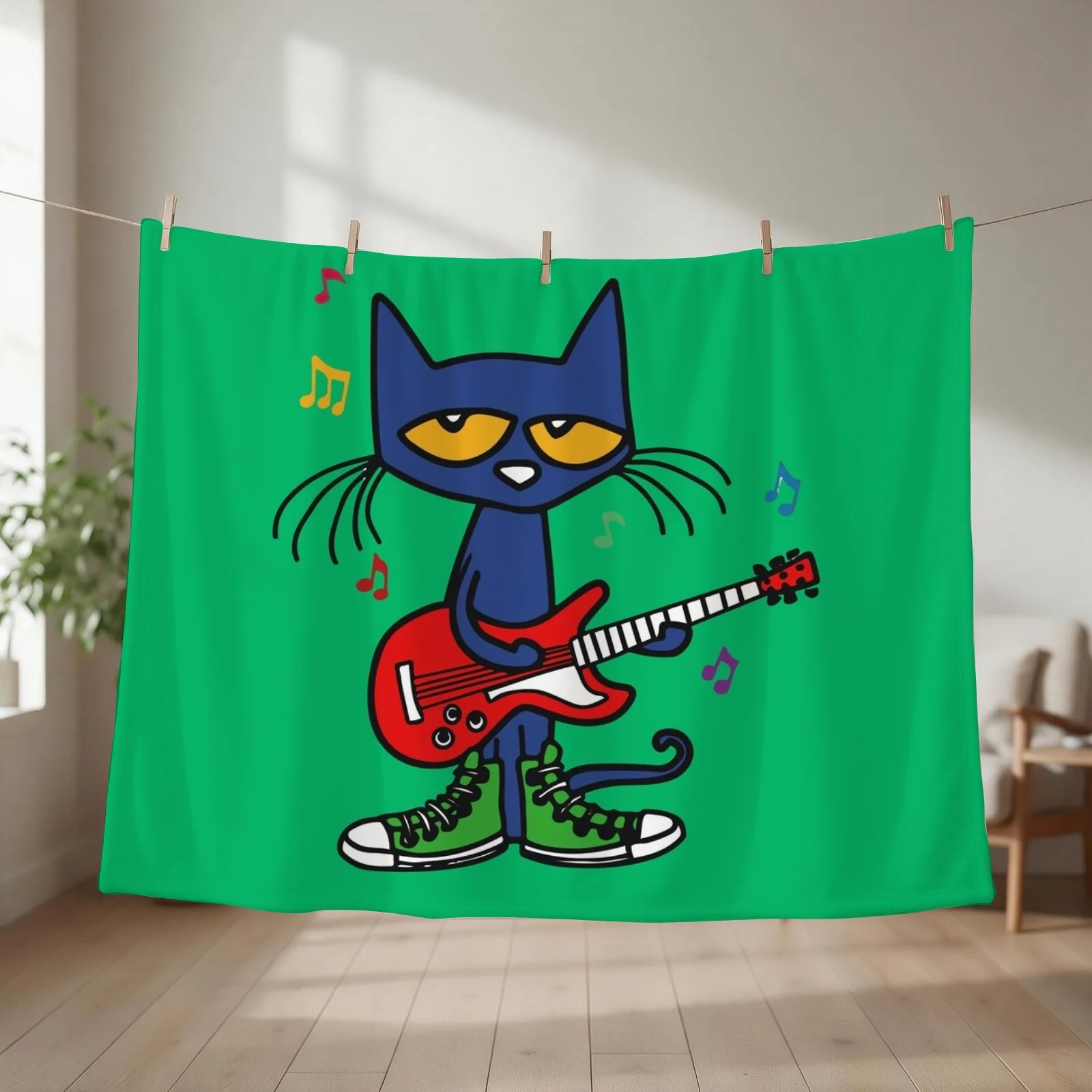 Pete the cat singing Throw Blanket couch cozy soft plush fuzzy picnic outdoor blanket