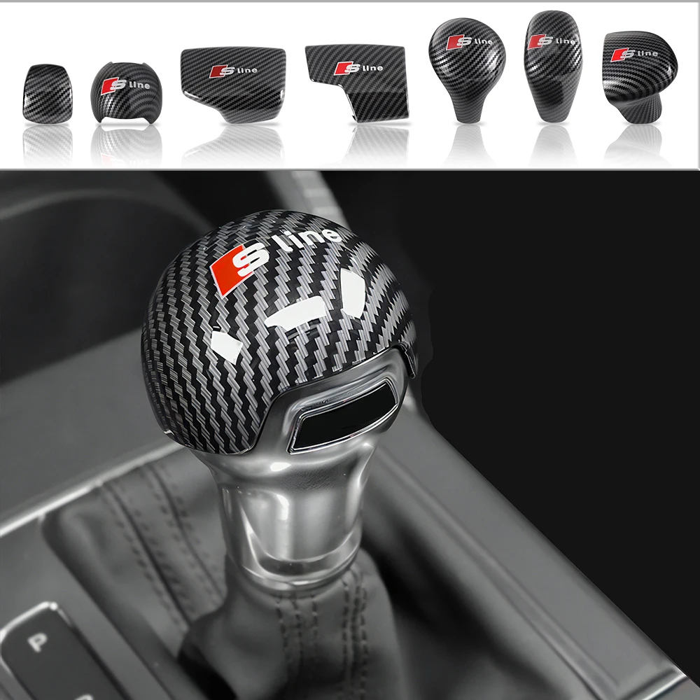 Car Emblem Gear Shift Knob Manual Gear Stick Head Shift Knob Cover Trim Sticker For Audi A3 2014-2018 A6L 2016-2018 A7 2015-2018