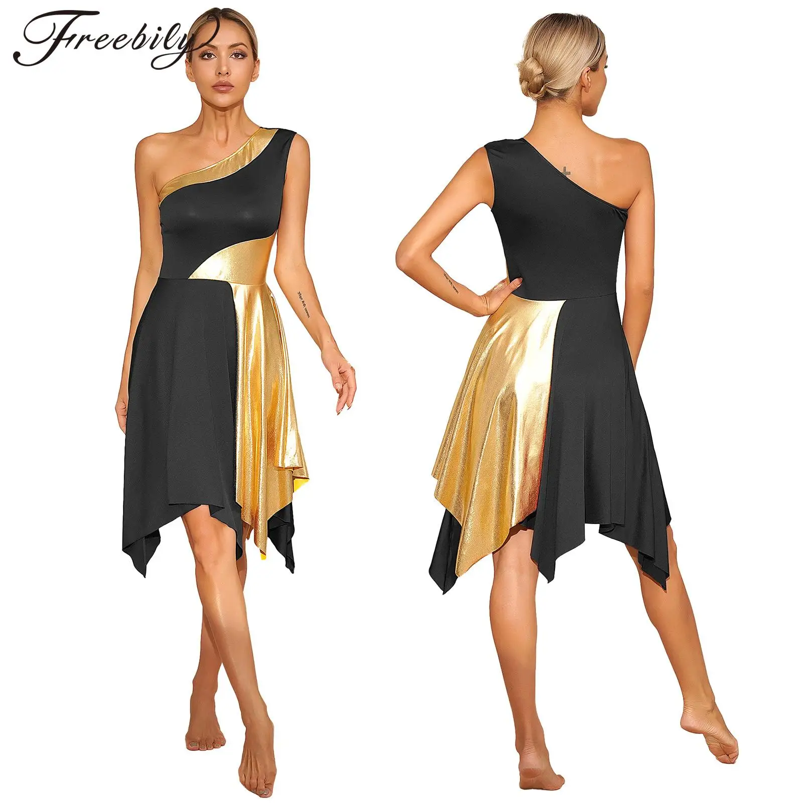 

Женское современное лирическое танцевальное платье на одно плечо с неровным подолом, танцевальная одежда для бального вальса для церковного хора, поклонения, хвала, литургического применения