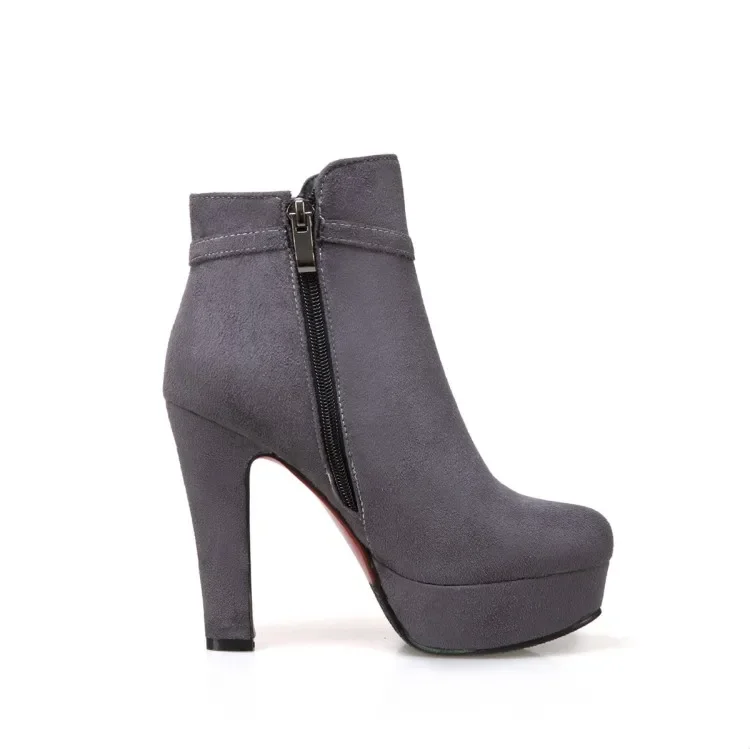 Big Size boots women shoes ankle boots for women ladies boots shoes woman winter Solid color round head thin heel