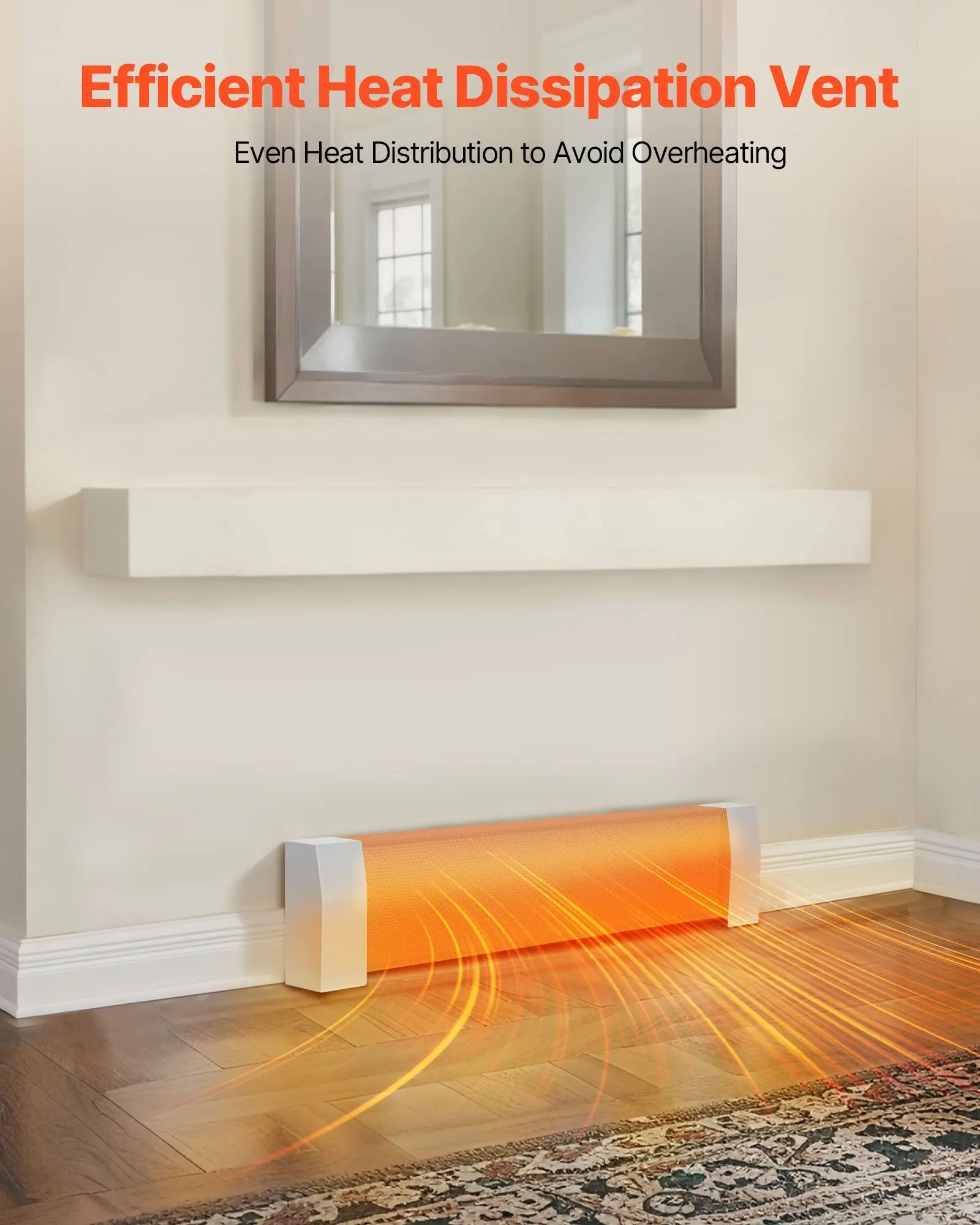 3フィートのベースボードヒーターカバー、プレミアムヘビーデューティースチール製ベントフロントパネル、電気暖房ユニット用、簡単取り付け交換、ホワイト