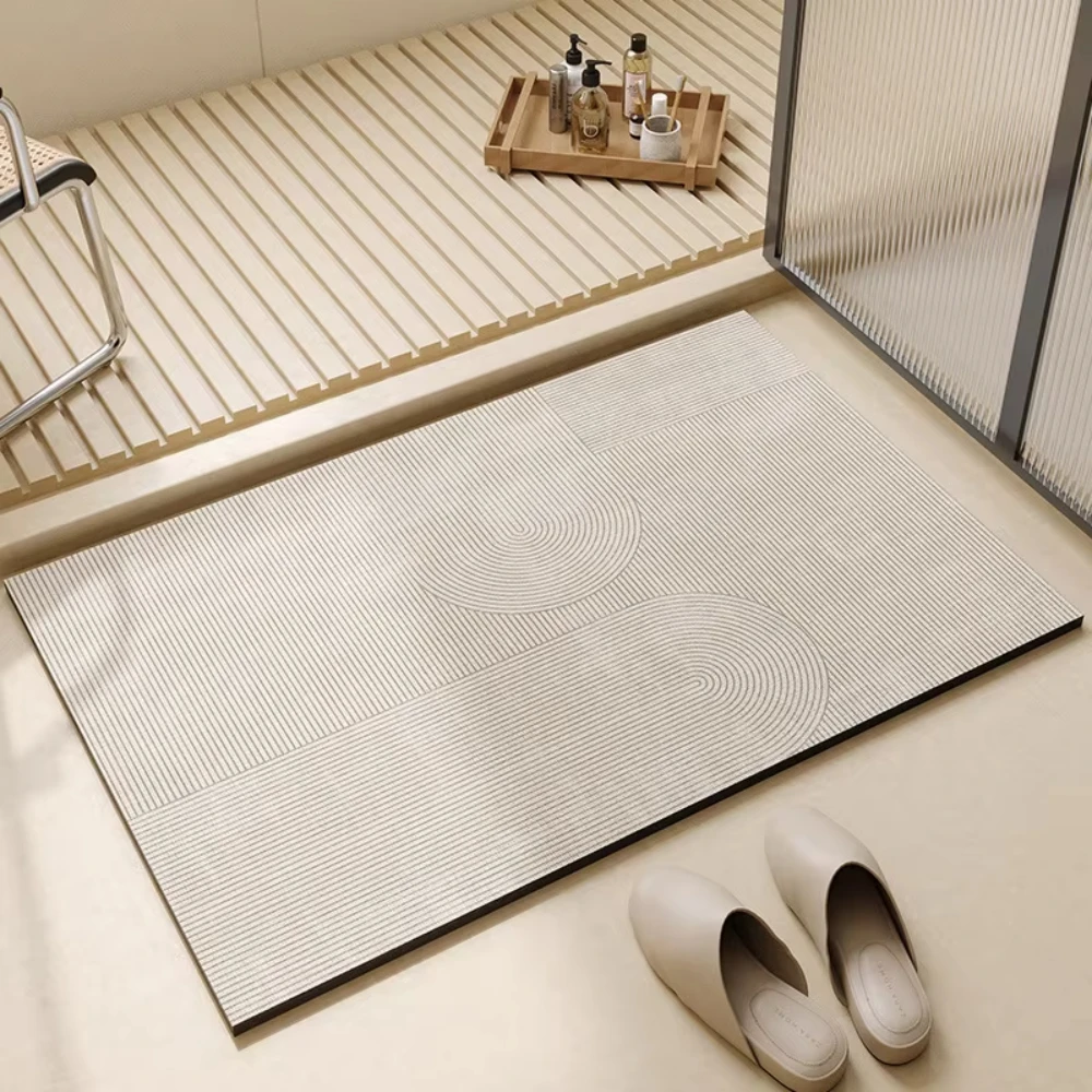 Super Absorbent Bath Mats with Non-slip Rubber Simple Bathroom Bathtub Mat Quick-Drying Floor Mats Easy-cleaning