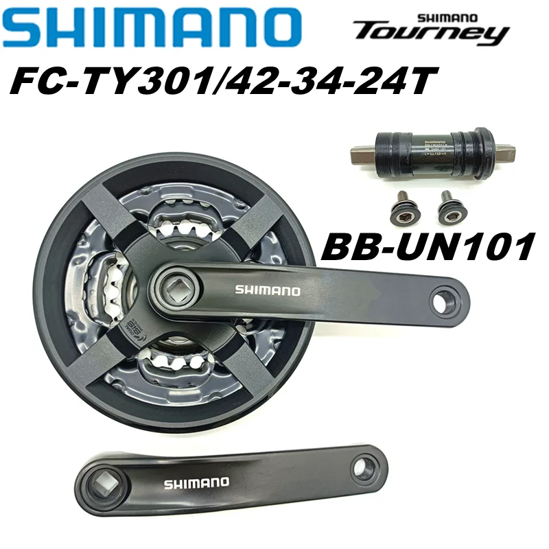 Shimano Tourney MTB Cranset FC-TY301 42-34-24T 48-38-28T Square Hole Crankset 3x6/7/8 Speed 18/21/24s Bike Crankset UN101