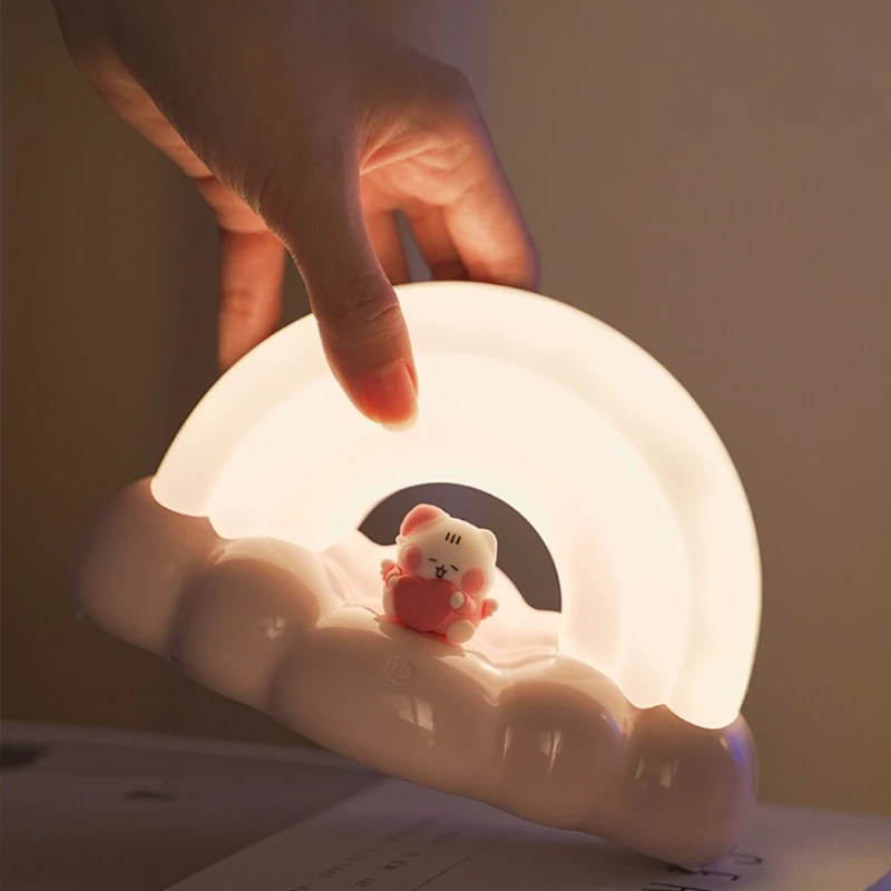 เด็กใหม่ Sleep Companion การ์ตูนสายรุ้งน่ารัก Night Light สี Soft Light USB ชาร์จ Night Light