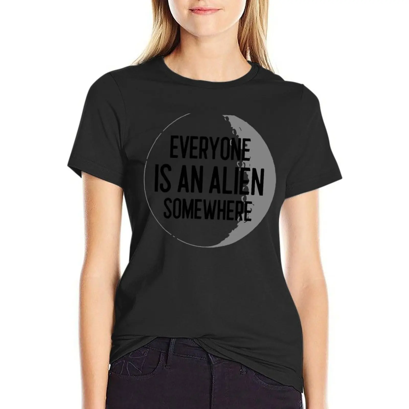 Everyone is an Alien Somewhere T-Shirt Letni top z krótkim rękawem Damskie bluzki letnie 2024