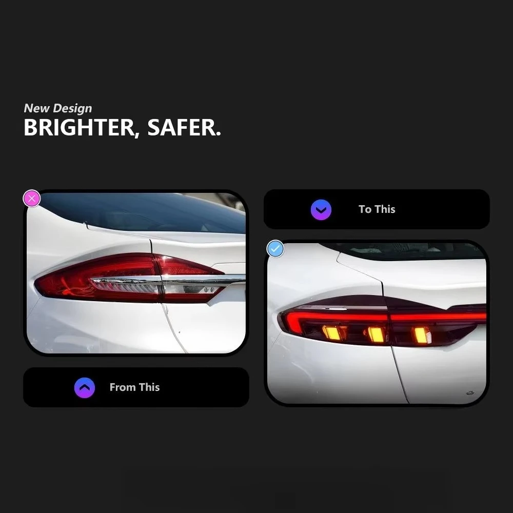 For Mondeo Fusion Taillight 2013-2020 LED Tail Lamp Dynamic Turn Signal Light Car Through Taillights AssemblyCar Lights