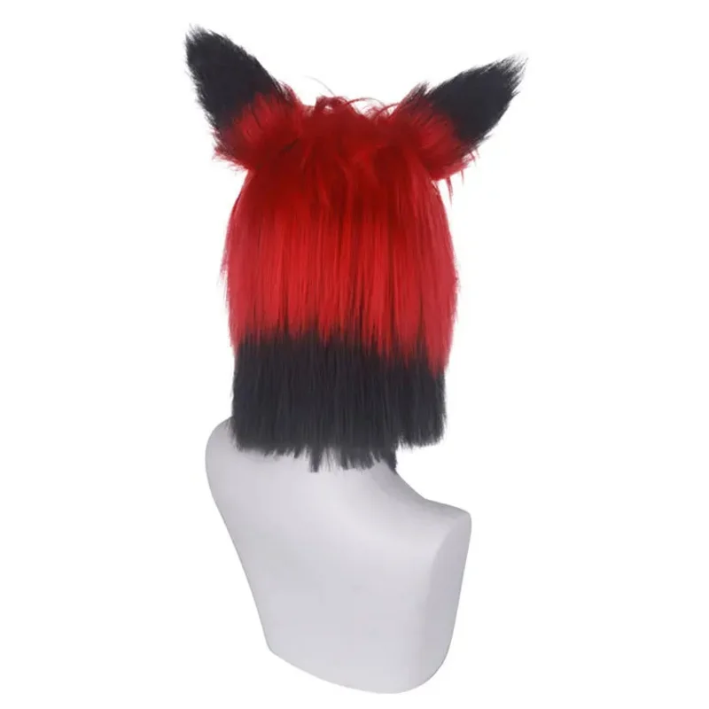 

Парик CyAlastor, аниме, косплей, красные черные волосы, Alastor, мужской косплей, предварительно гофрированный парик, волосы, уши, очки, термостойкие парики