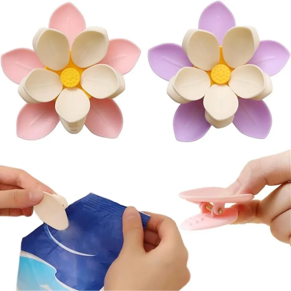 Double-Layer Flowers Magnetic Fridge Magnets Kitchen Accessories Multifunctional Sealing Clips for Food Storage 2 in 1
